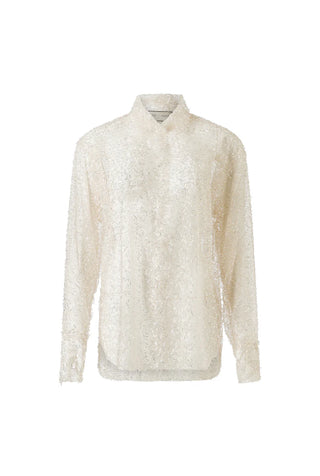 Margo Beaded Embroidered Sheer Shirt – Ivory