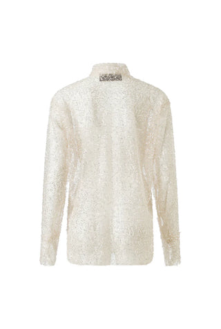 Margo Beaded Embroidered Sheer Shirt – Ivory