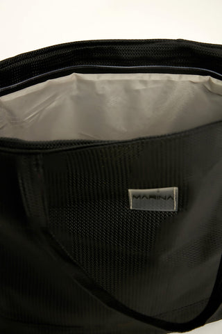 Black Faux Leather Beach Bag with Zipper CA2502-1
