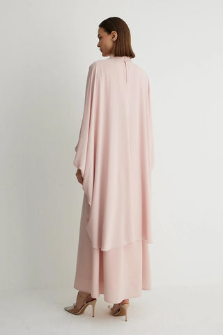Petunia Embellished Cape Dress – Powder Pink