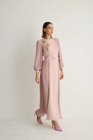 Rozanna Pleated Panel Dress – Powder Pink