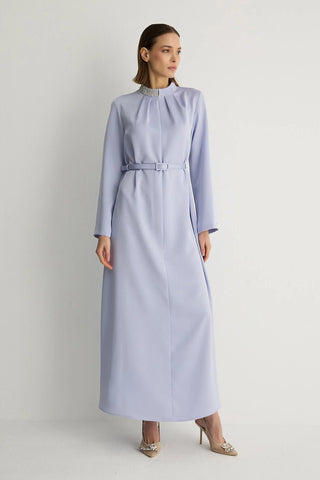 Lotus Embellished Collar Dress – Lavender