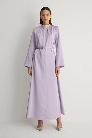 Lotus Embellished Collar Dress – Lilac
