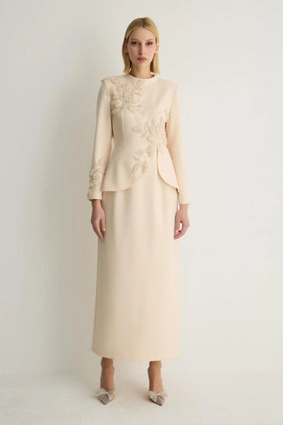 Pure Embellished Dress – Vanilla