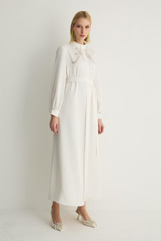 Ribbon Dress — Ecru