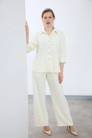 Glide Satinaria Straight-Leg Trousers – Ecru
