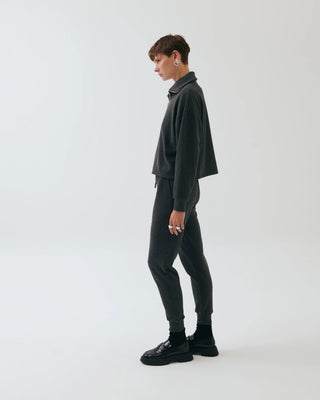 Mirka Knit Half-Zip Sweatshirt – Charcoal