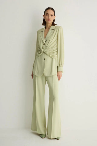 Nadia Draped Waist Tailored Jacket – Pastel Green