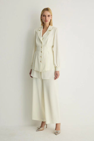 Freja Tailored Button-Front Jacket – Ecru