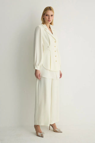 Freja Tailored Button-Front Jacket – Ecru