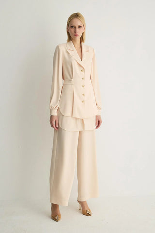 Freja Tailored Button-Front Jacket – Powder