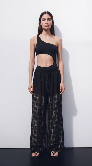 Violaine Pants Transparent Checkered Texture