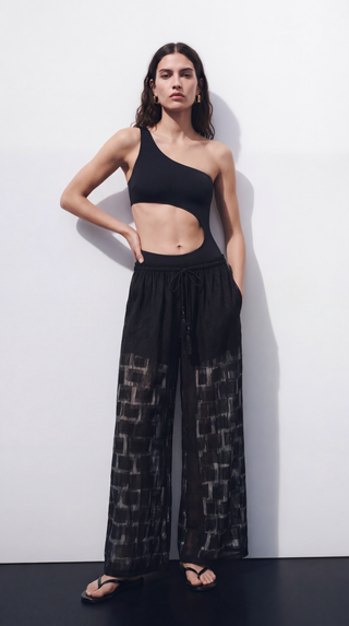 Violaine Pants Transparent Checkered Texture