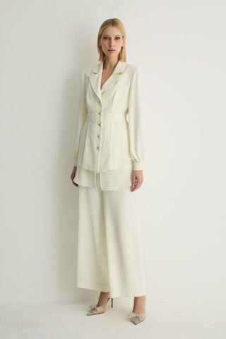 Freja Tailored Wide-Leg Trousers – Ecru