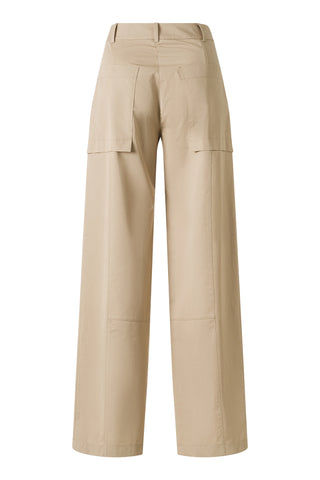 Amelie Cotton Straight-Leg Trousers - Beige