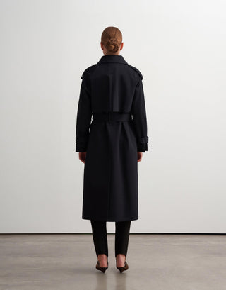 Classic Belted Cotton Trench Coat – Navy