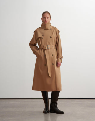 Classic Belted Cotton Trench Coat – Camel