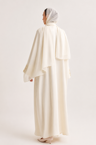 Reem Linen Abaya & Scarf – Cream