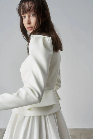 Beaded Embellished Dress & Jacket Evening Set – Cream