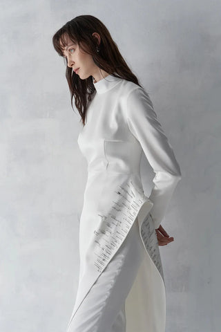 Embellished Asymmetric Tunic & Pants Set – Ivory