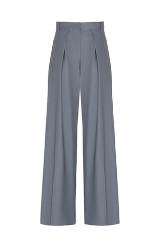 Broadway Pleated High-Waist Trousers – Gray