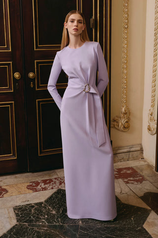 Draped Waist Evening Gown – Lilac