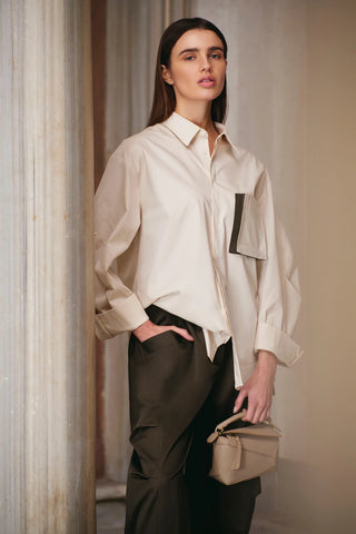 Oversized Shirt with Pocket Detail – Cream