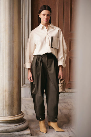 Cuffed Hem Tailored Pants – Khaki