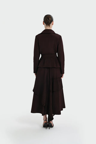 Pleated Asymmetric Cut Skirt - Plum