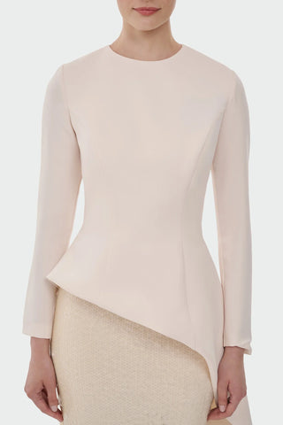 Long-Sleeve Asymmetric Sequin Evening Set - Cream