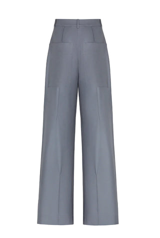 Broadway Pleated High-Waist Trousers – Gray