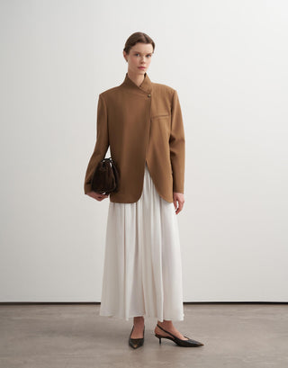 Gathered Waist Fluid Skirt – Ecru