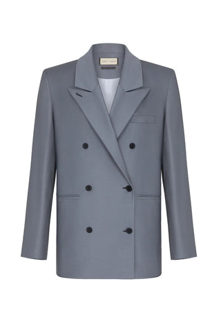 Broadway Double-Breasted Blazer – Gray