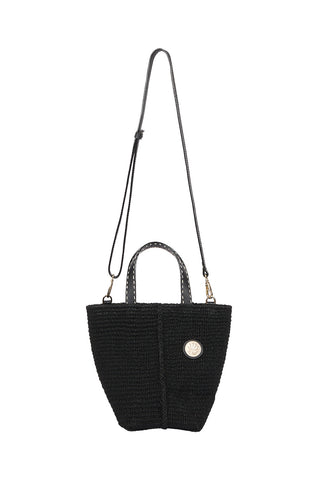 Abaca Woven Mini Tote Bag - Black