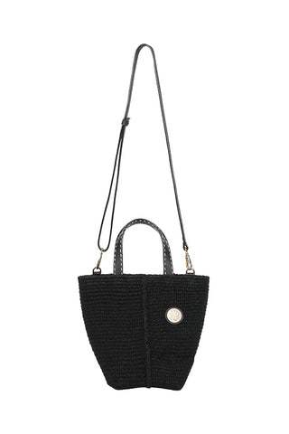 Abaca Woven Mini Tote Bag – Black