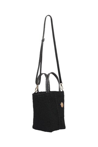 Abaca Woven Mini Tote Bag - Black