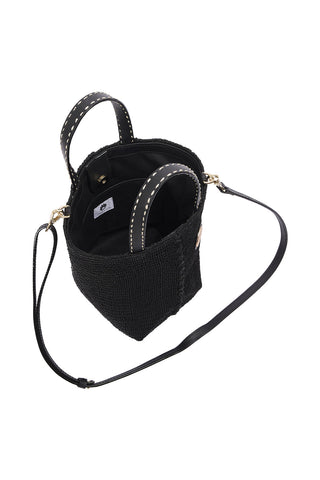 Abaca Woven Mini Tote Bag - Black