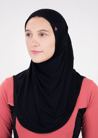 Amina Tube Eco-Friendly Performance Hijab - Noir/Blaze
