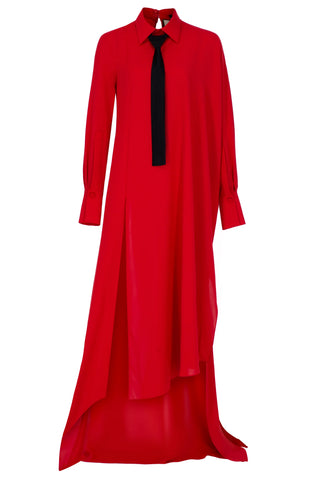 Jeniadeniz Asymmetric Shirt Dress -  Coral Red