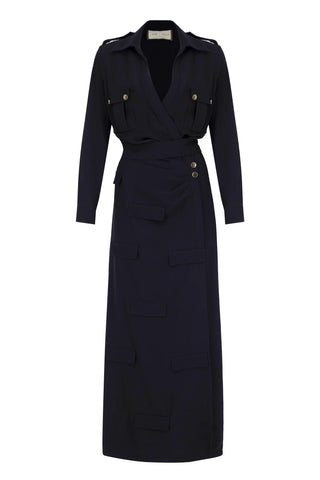 Inigma Slit Cargo Pocket Dress – Black