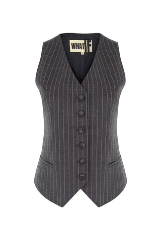 Dakota Classic Pinstripe Vest – Gray