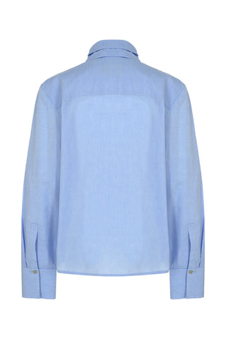 Lumina Bow-Detail Cotton Shirt - Blue