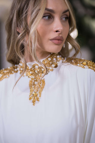 Desert Symphony Embellished Abaya – White