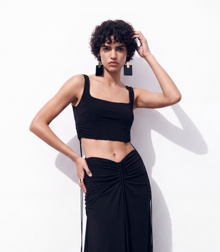 Joli Long Skirt with Ruched Flowing Design