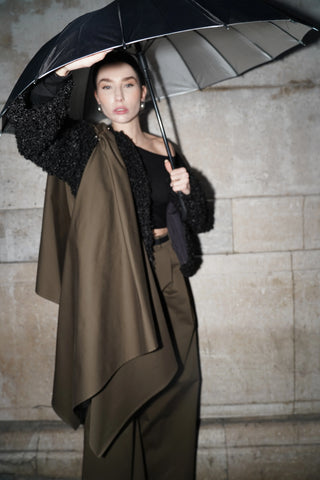 Twine Convertible Shawl Poncho – Khaki