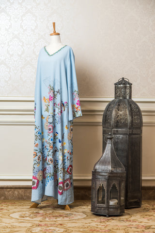 Silk Blue Printed Kaftan