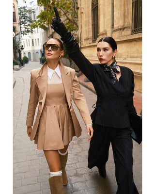 Inara Tailored Single-Button Blazer – Beige