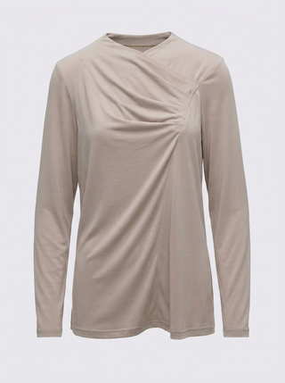 Drape Detaylı Modal Tunik - Bej