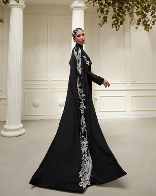 Ophelra Couture Embroidered Crepe Dress – Black