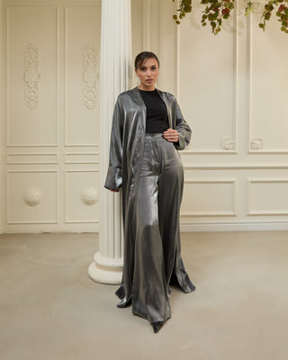 Sorelle Metallic Abaya - Gray
